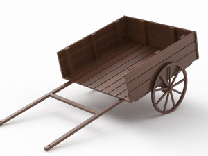 Dark Wood Old Cart 3D Model