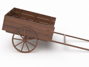 Dark Wood Old Cart 3D Model
