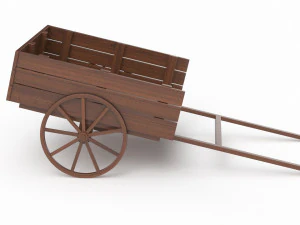 Dark Wood Old Cart 3D Model