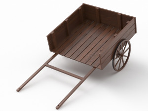 Dark Wood Old Cart 3D Model