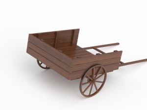 Dark Wood Old Cart 3D Model