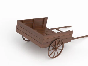 Dark Wood Old Cart 3D Model