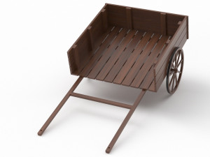 Dark Wood Old Cart 3D Model