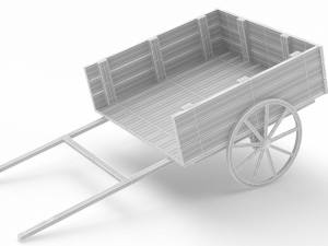 Dark Wood Old Cart 3D Model
