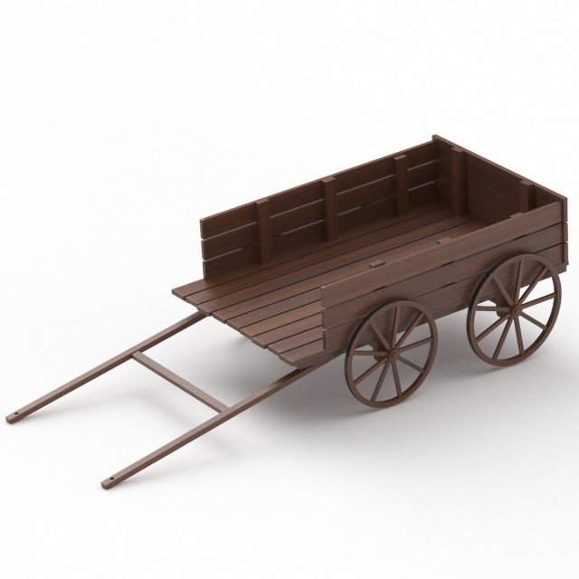 Dark Wooden Old Cart 3D मॉडल .c4d .max .obj .3ds .fbx .stl .blend
