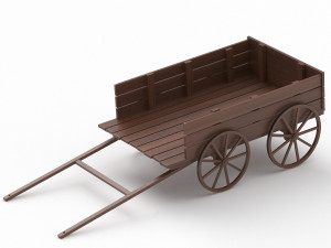 Dark Wooden Old Cart Modelo 3D