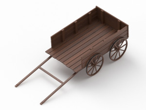Dark Wooden Old Cart 3D मॉडल
