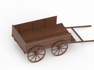 Dark Wooden Old Cart 3D मॉडल