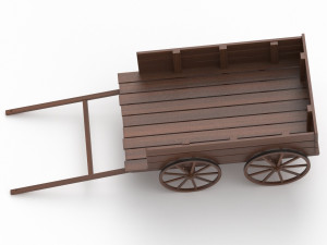Dark Wooden Old Cart 3D मॉडल