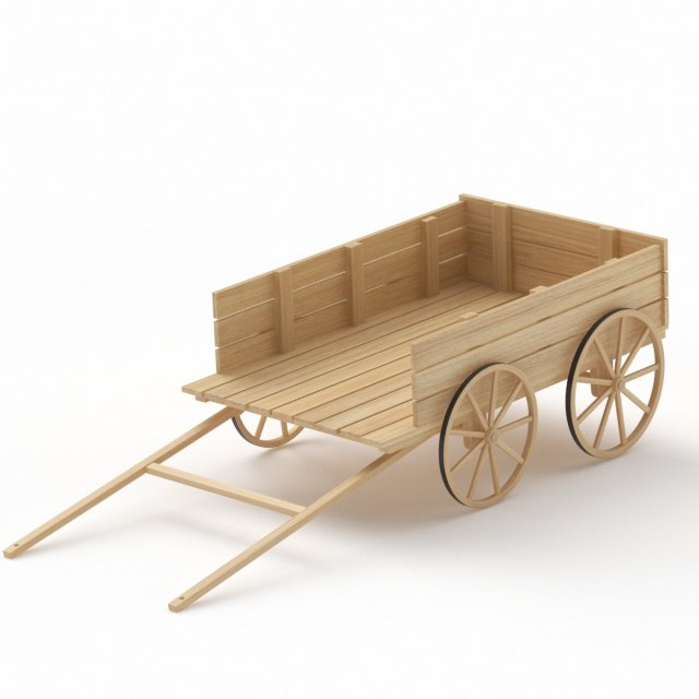 Old Wooden Cart Modelo 3D .c4d .max .obj .3ds .fbx .stl .blend 