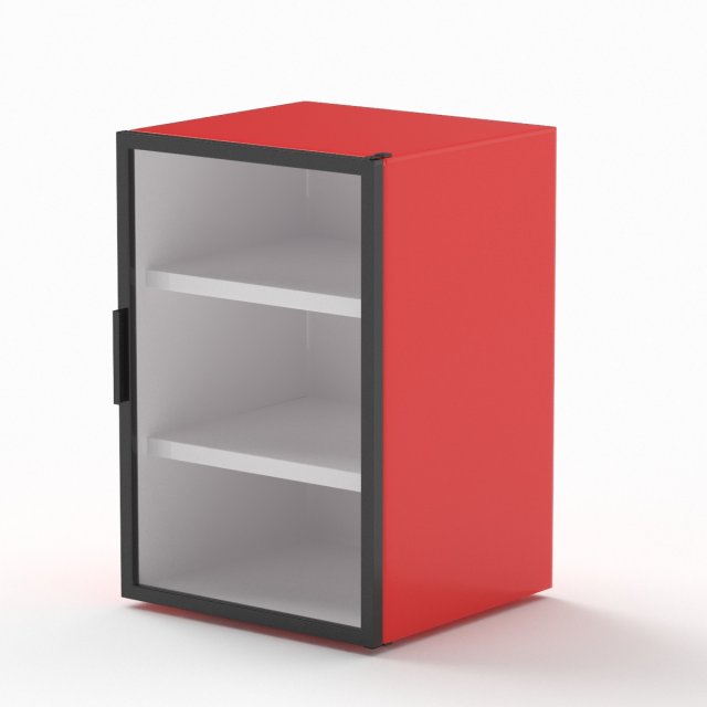 Red Mini Beverage Refrigerator 3D Model .c4d .max .obj .3ds .fbx .stl .blend 
