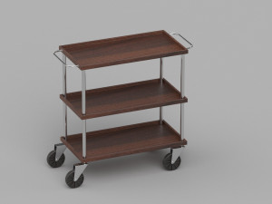 Dark Wood Service Trolley Model 3D