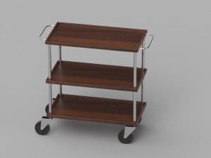 Dark Wood Service Trolley Model 3D