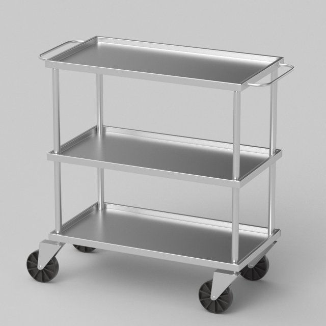 Silver Service Trolley 3D Model .c4d .max .obj .3ds .fbx .stl .blend 