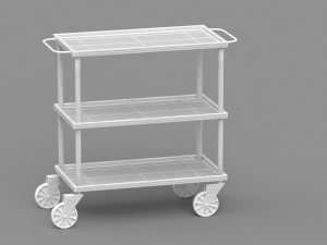 Silver Service Trolley 3D Model