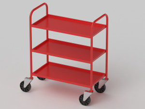 Red Service Trolley 3D Model
