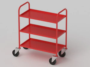 Red Service Trolley 3D Model