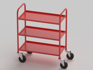 Red Service Trolley 3D Model