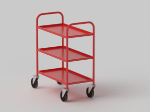 Red Service Trolley 3D Model