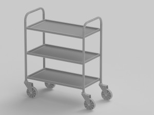 Red Service Trolley 3D Model