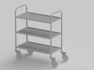 Red Service Trolley 3D Model