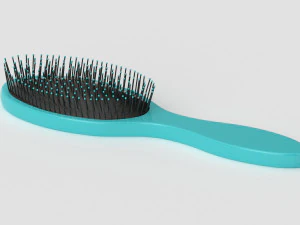 Blue Hair Brush 3D Model