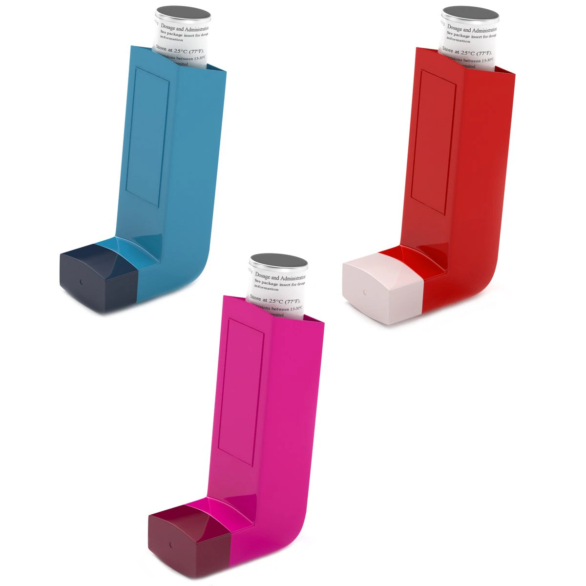 Asthma Inhaler Collection 3D Model .c4d .max .obj .3ds .fbx .stl .blend 