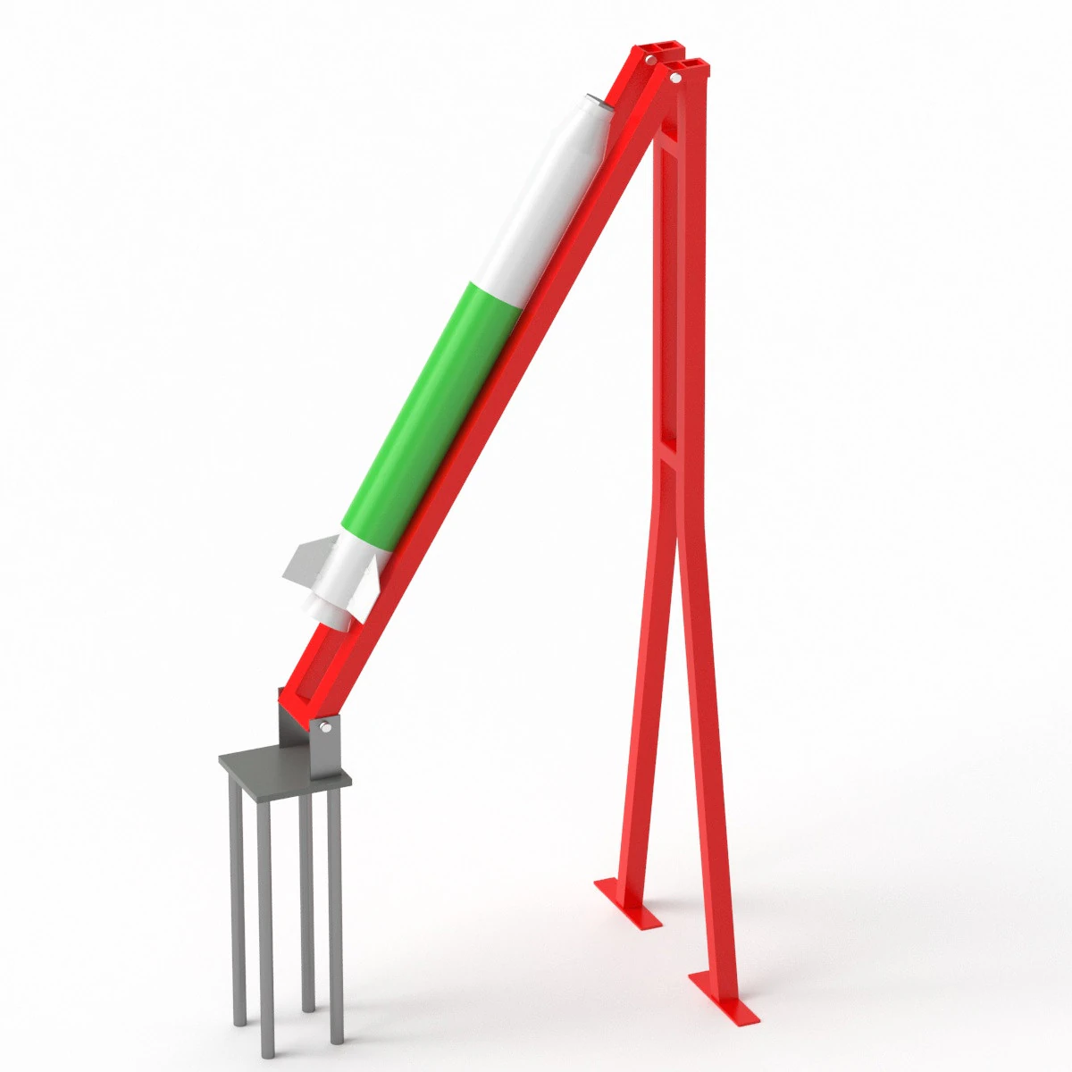 Qassam 1 Rocket with launcher 3D Model .c4d .max .obj .3ds .fbx .stl .blend 