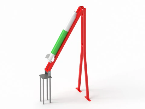 Qassam 1 Rocket with launcher 3D Model