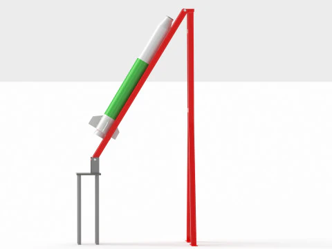 Qassam 1 Rocket with launcher 3D Model