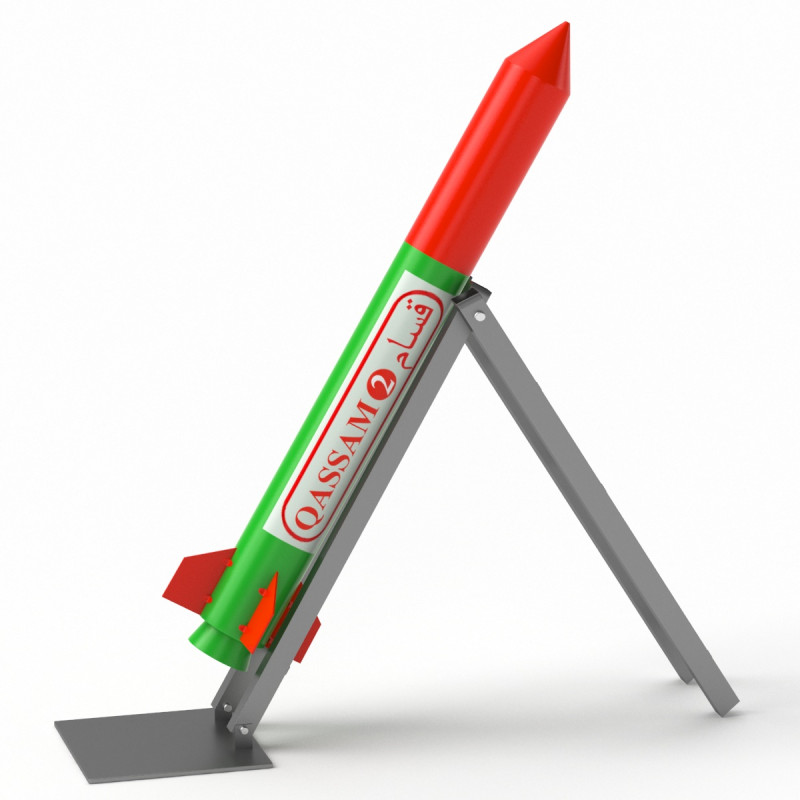 Qassam 2 Rocket with launcher 3D मॉडल .c4d .max .obj .3ds .fbx .stl .blend 