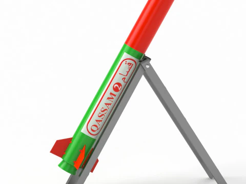 Roket Qassam 2 dengan peluncur Model 3D