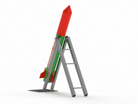 Qassam 2 Rocket with launcher 3D Model