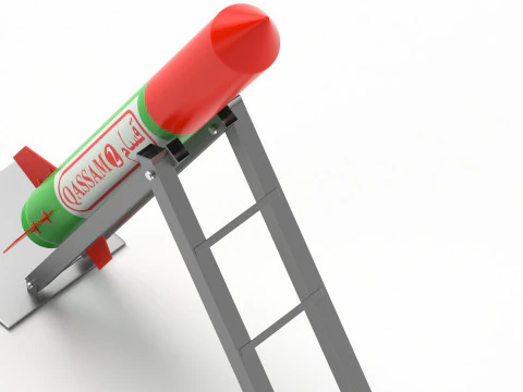 Qassam 2 Rocket with launcher 3D Model