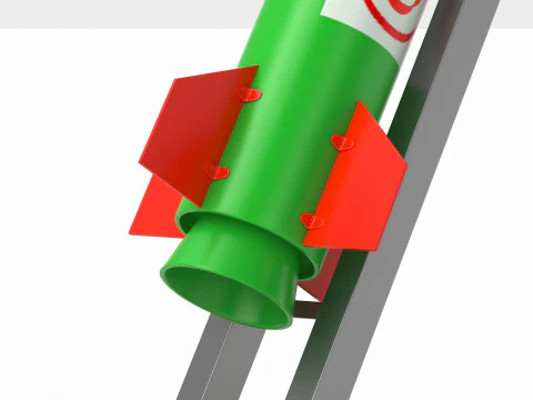 Qassam 2 Rocket with launcher 3D Model