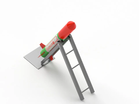 Qassam 2 Rocket with launcher 3D Model