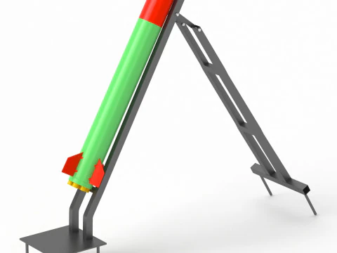 Qassam 3 Rocket with launcher 3D Model