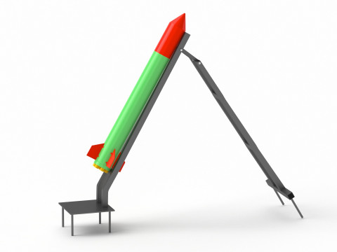Qassam 3 Rocket with launcher 3D Model