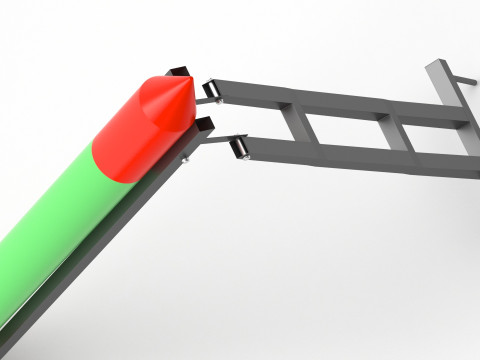 Qassam 3 Rocket with launcher 3D Model