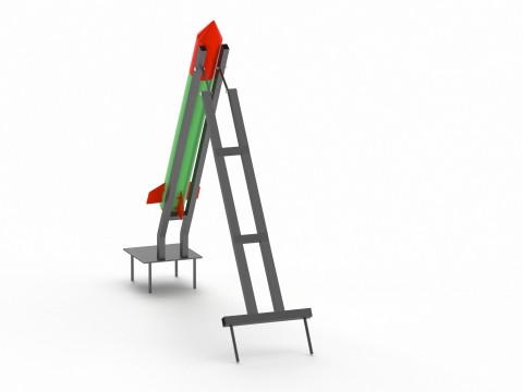 Qassam 3 Rocket with launcher 3D Model