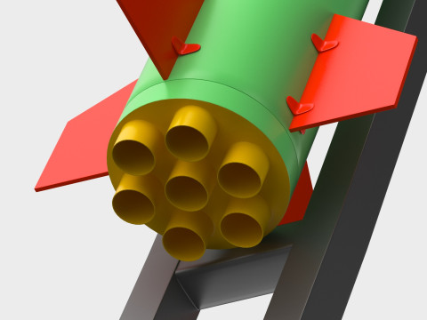 Qassam 3 Rocket with launcher 3D Model