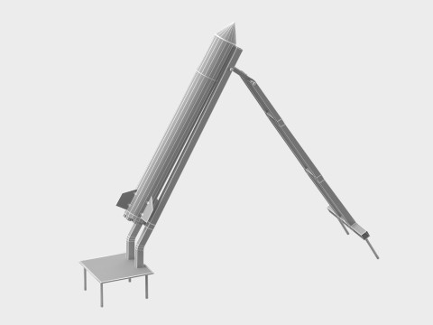Qassam 3 Rocket with launcher 3D Model