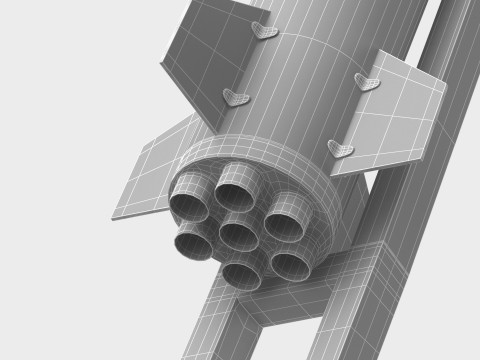 Qassam 3 Rocket with launcher 3D Model