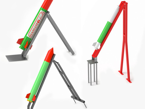 Qassam Rocket with launcher collection 3D Model