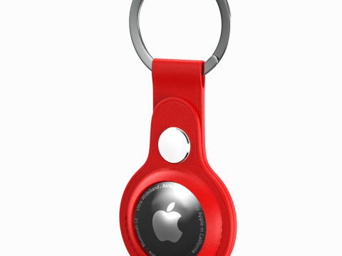 Apple AirTag Leather Key Ring Red 3D Model