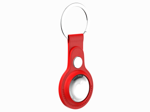 Apple AirTag Leather Key Ring Red Modelo 3D