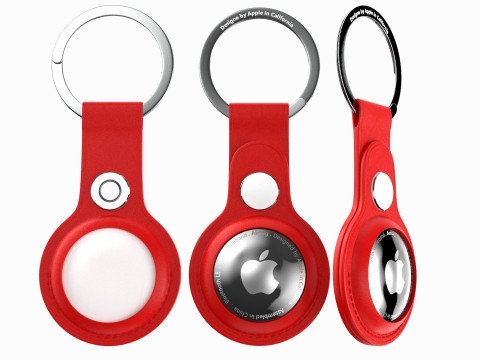 Apple AirTag Leather Key Ring Red Modelo 3D