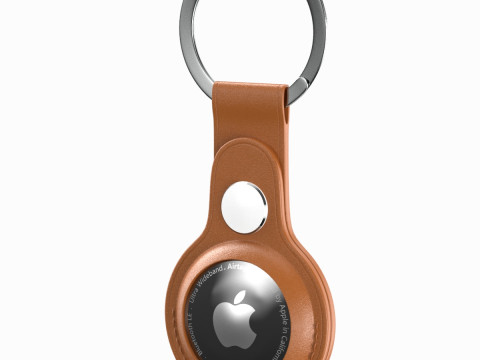 Apple AirTag Leather Key Ring Brown 3D Model