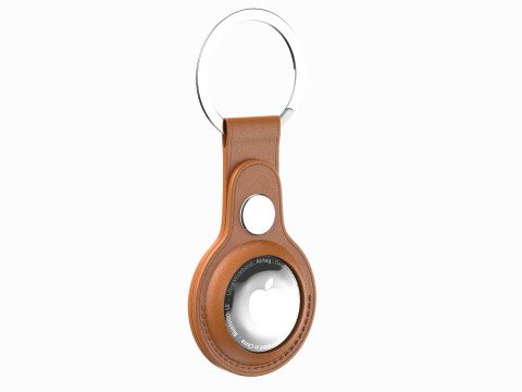 Apple AirTag Leather Key Ring Brown Modelo 3D
