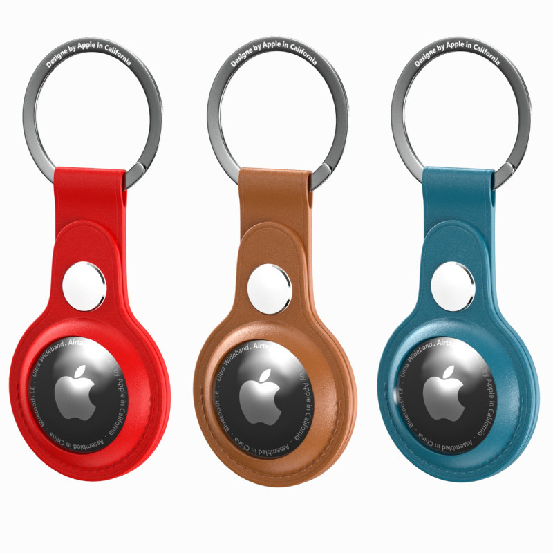 Apple AirTag Leather Key Ring Collection 3D Model .c4d .max .obj .3ds .fbx .stl .blend 